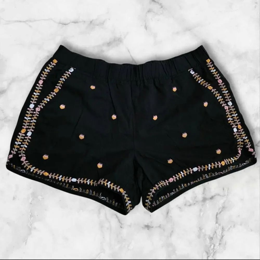 Madewell Springtime Embroidered Black Shorts Size Medium